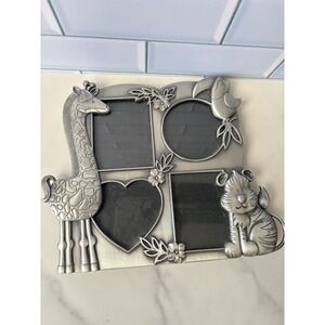 Fetco 2005 Jungle Animal Pewter Metal Collage Picture Frame Baby Kids